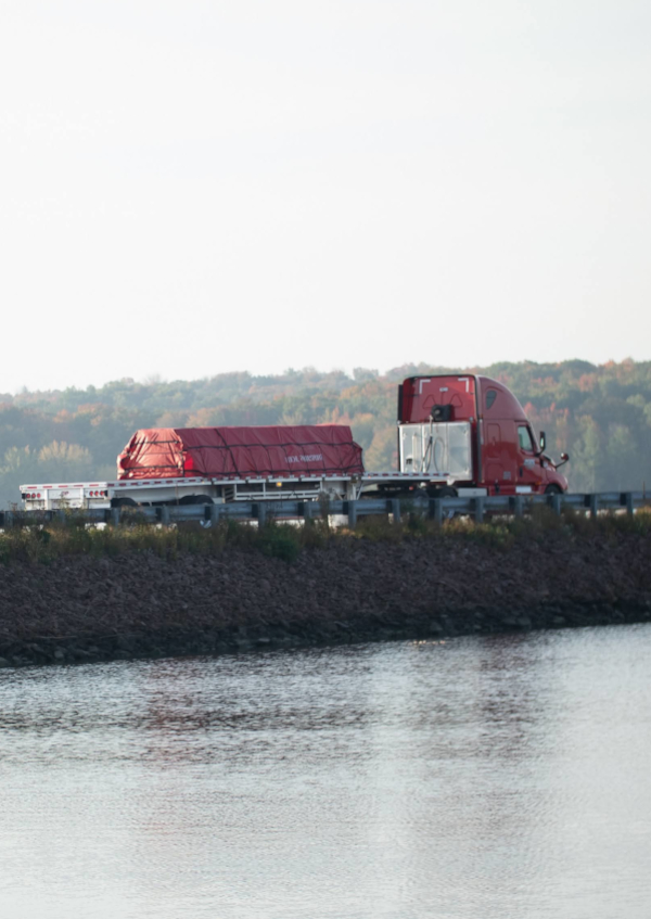 Roehl Flatbed Truck Crossing Causeway