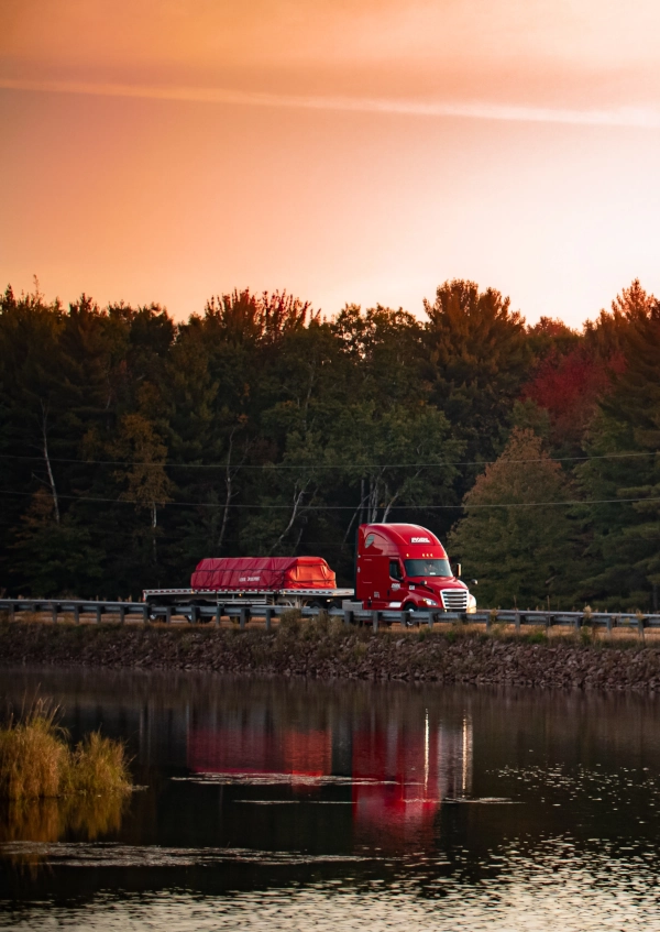 Roehl Transport 48' Flatbed Trailer on Causeway