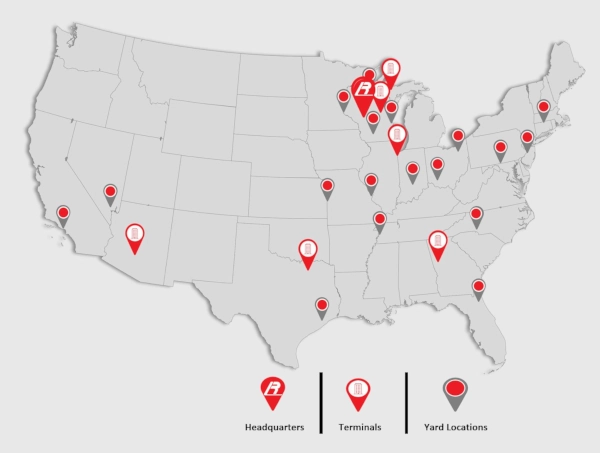 Roehl Transport Locations Map